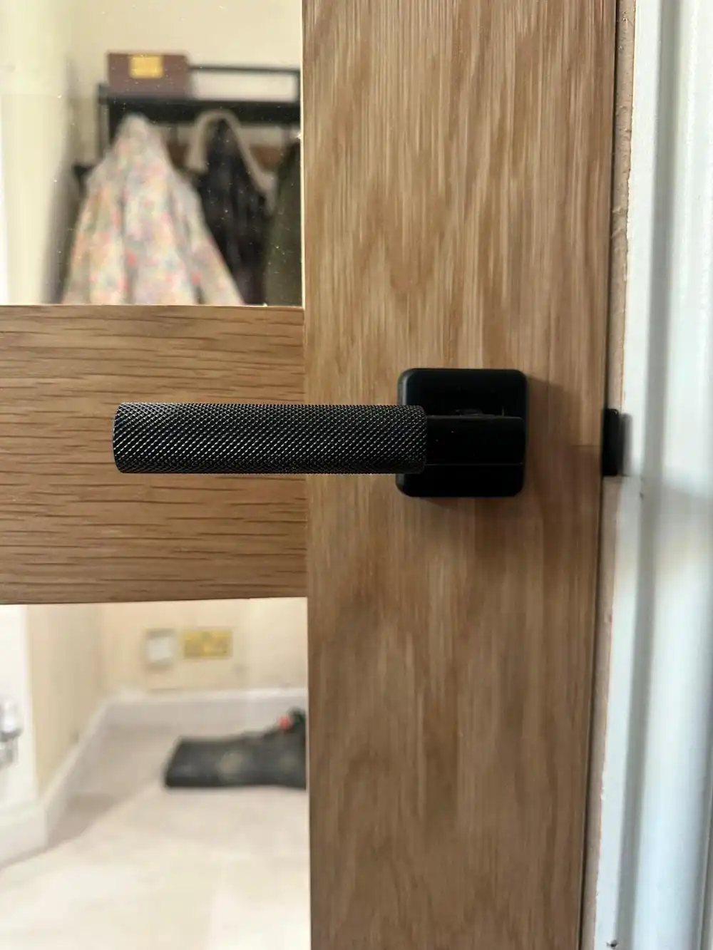 black timber door handle