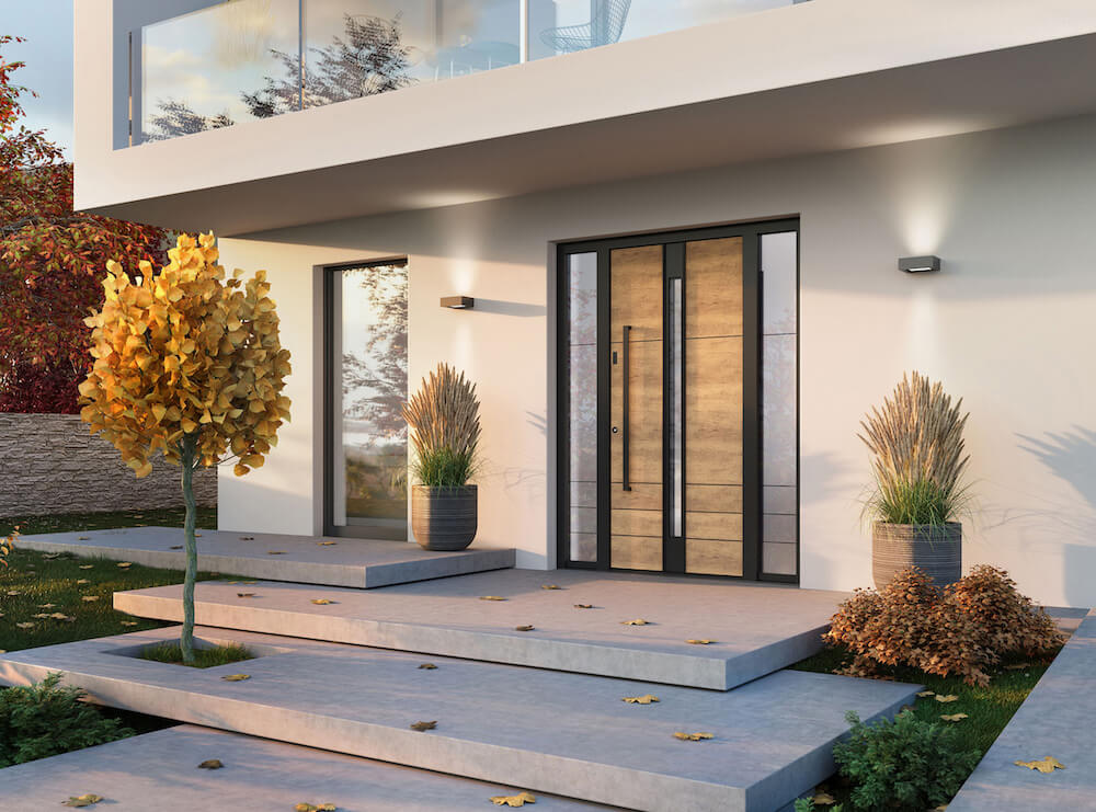 black and brown entrance door