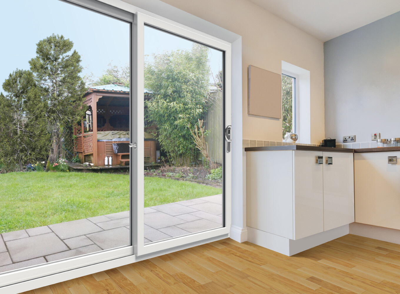 white sliding patio door