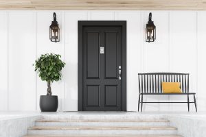 black timber front door