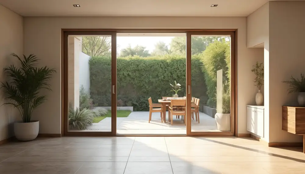 brown sliding patio door